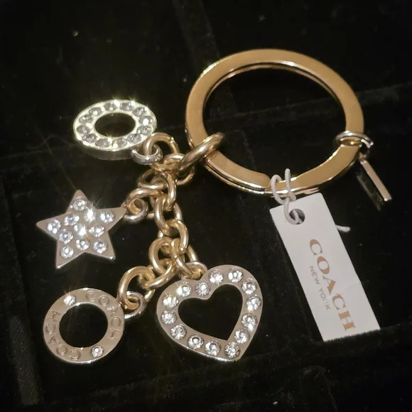 ⭐️Coach Star, Heart, & Circles Rhinestone Key Ring/Keychain/Bag Charm - Picture 5 of 8
